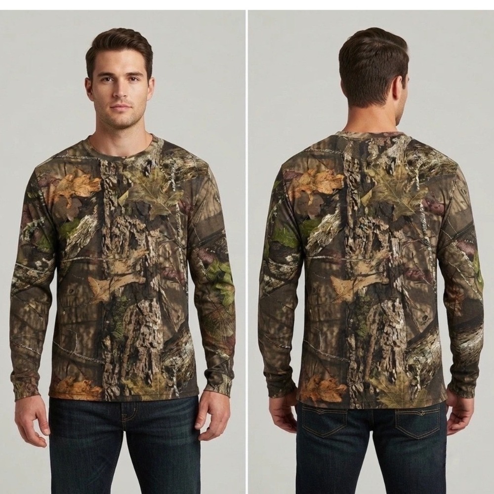 Game Winner Mens Mossy Oak Camo Long Sleeve T-Shirt Size Large Hunting Tree Bark